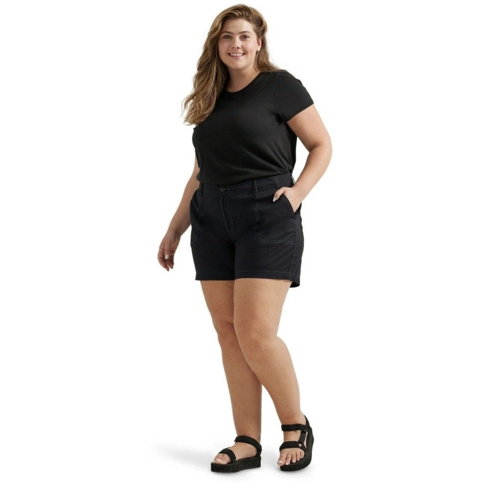 Plus Size 26 Lee Womens Mid Rise Black Utility Shorts Everyday Casual Outdoors